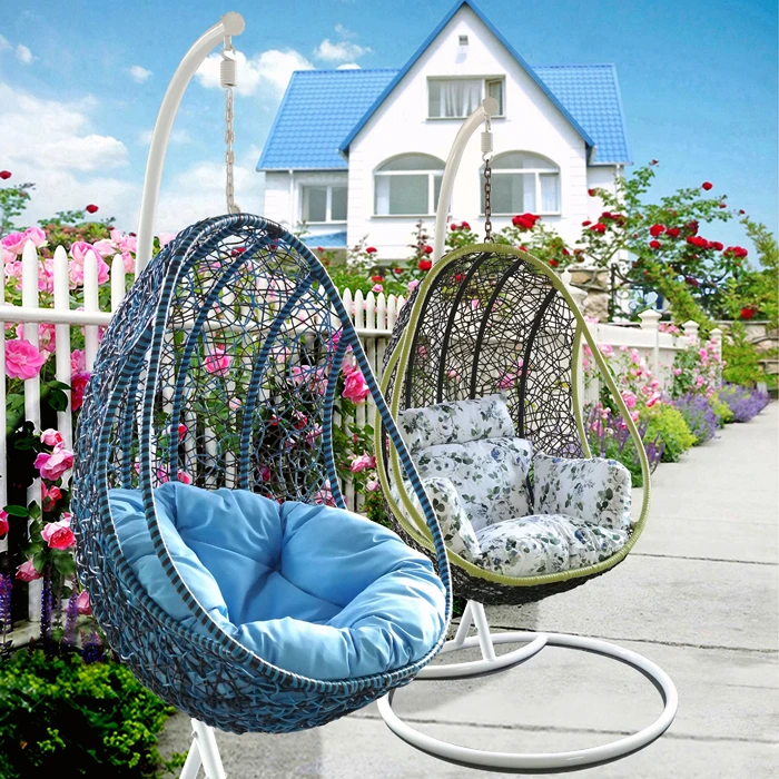 Wicker chair rocking swing hanging baskets indoor outdoor balcony