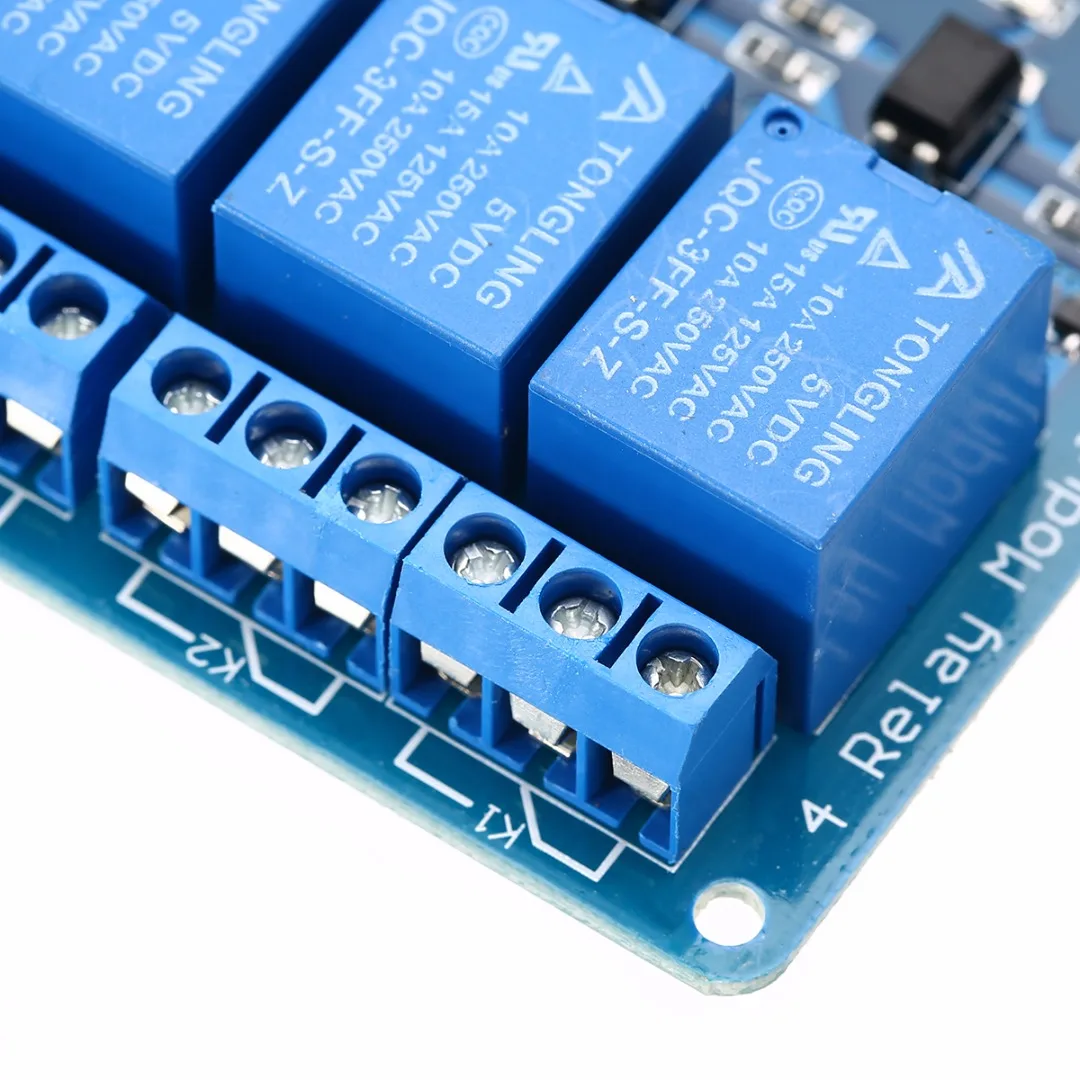 Durable 5V 4 Channel Relay Module With Optocoupler Four Ways Relay Module Board for PIC AVR DSP ARM Arduino 7.5x5.5x1.7cm