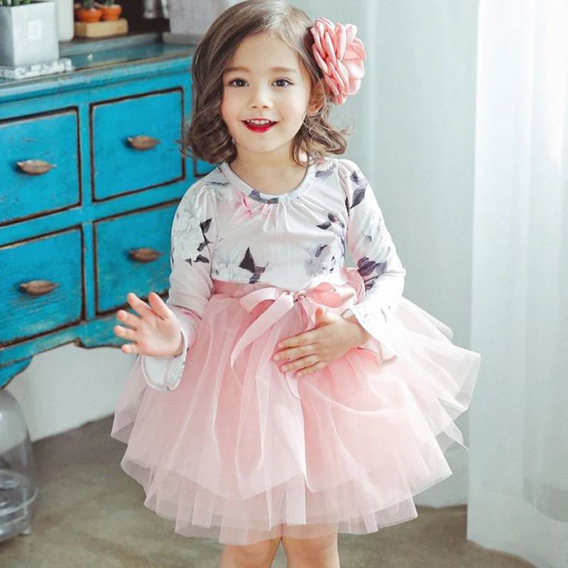 Long Sleeve Baby Wedding Dress for Little Girl Party