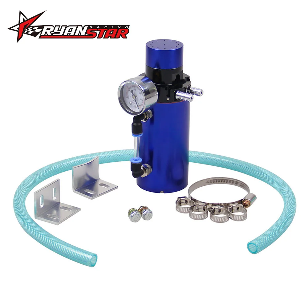 BILLET ALUMINUM ENGINE OIL CATCH RESERVOIR BREATHER TANK/CAN+VACUUM