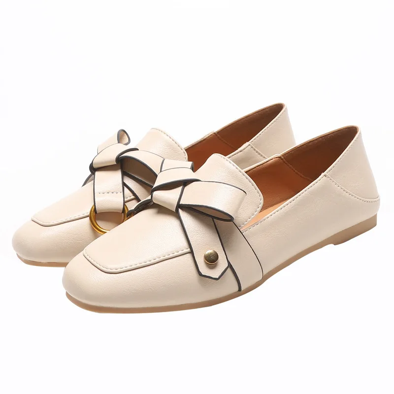 

2019 spring new fashion simple solid color flat shoes women comfortable wild bow casual shoes