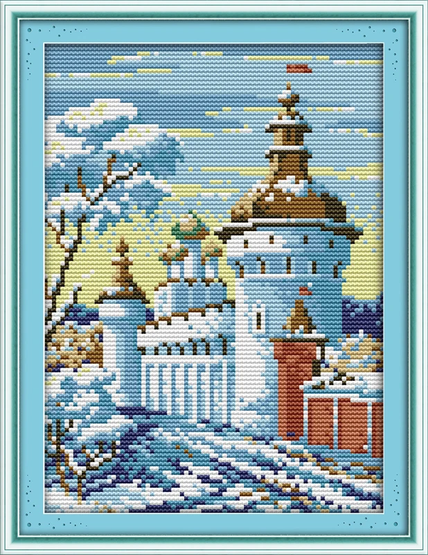 

Snowcastle stream Counted Cross Stitch 11CT Printed 14CT Set DIY Chinese Cotton Cross-stitch Kit Embroidery Needlework