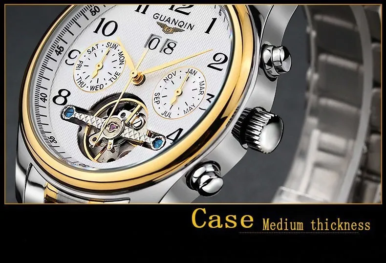 Relogio Masculino мужские часы GUANQIN лучший бренд класса люкс автоматические механические водонепроницаемые 100 М часы со скелетом