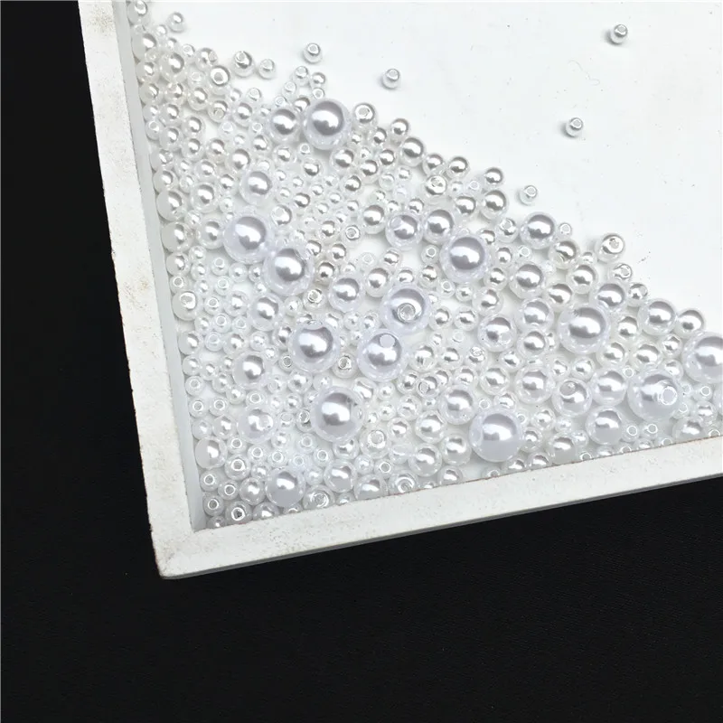 

White Round Imitation Garment Pearl With holes For DIY Art Necklace Fashion Jewelry Making Accessories 3/4/5/6/8mm