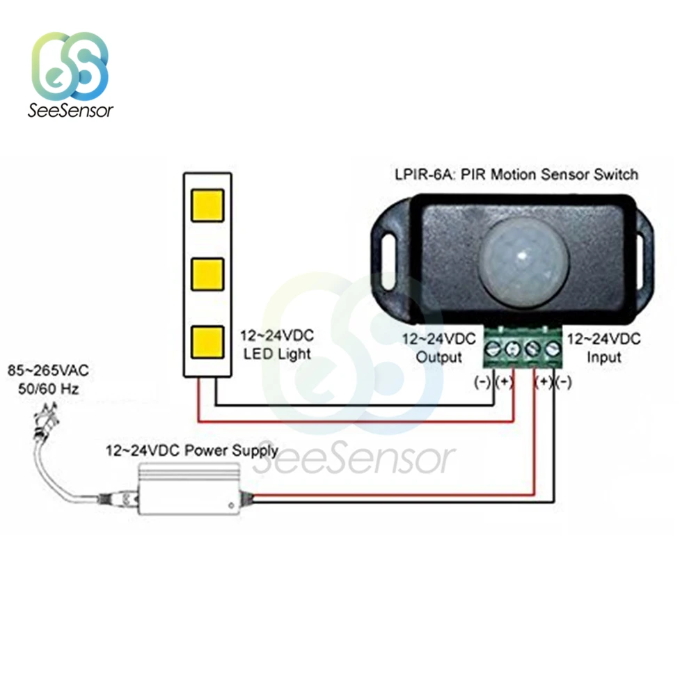 Автоматическая регулировка движения PIR датчик переключатель светильник DC 12 В 24 В 8A ИК инфракрасный детектор для светодиодные ленты светильник