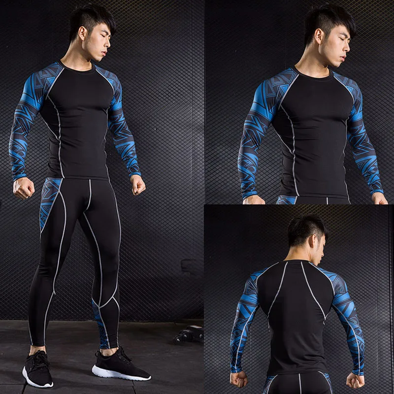 

Compression Men T-shirt Running Shirt Men Fitness Tight Sport Suit Gym Workout Set 2 Piece Jogging Pants Men Leggings Crossfit