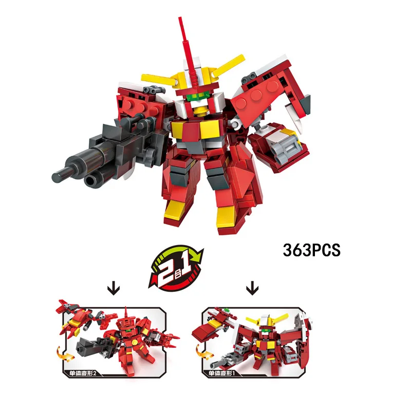 Креативный японский аниме супер робот войны Шагоход-конструктор zaku 2в1 sd Гандам diy assemable мини-истребитель Кирпичи Модель игрушки для мальчика - Цвет: 6211