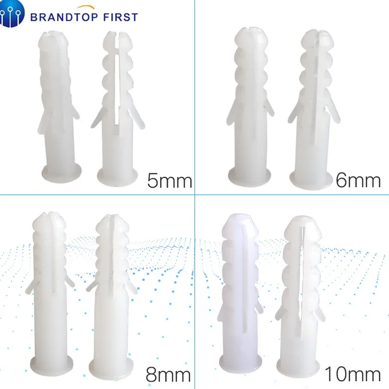 

5mm 6mm 8mm 10mm White Sleeve Nylon Screw Bolts Plastic Plug Expansion Tube