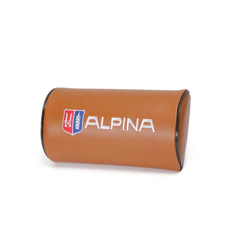 

High quality Leather style soft Neck Pillow car styling Car seat headres for ALPINA RACING emblem BMW Seat Accessories