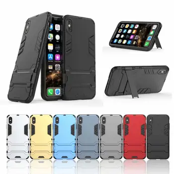 

50pcs/lot New Arrival Hybrid 2 in 1 Hard PC +TPU Back Case For iPhone X / XS / XS Max / XR With Stand Flexible Armor