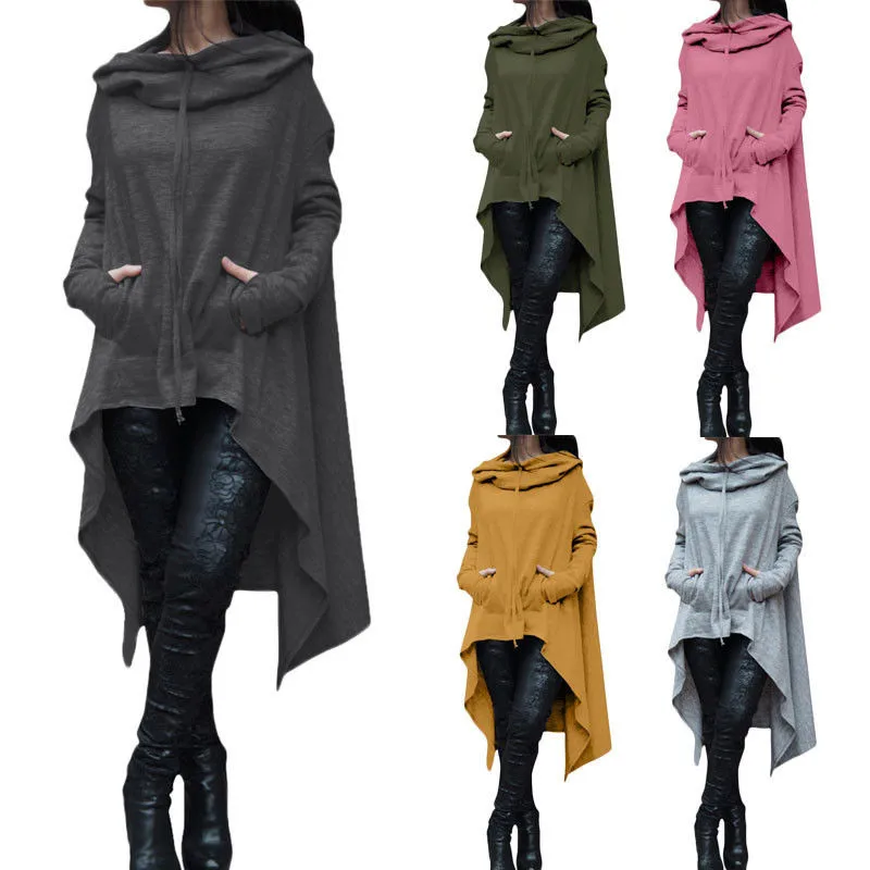  New Fashion Womens Casual Loose Long Sleeve Hoodies Sweatshirt Pullover Tops Solid Color Pockets Ca