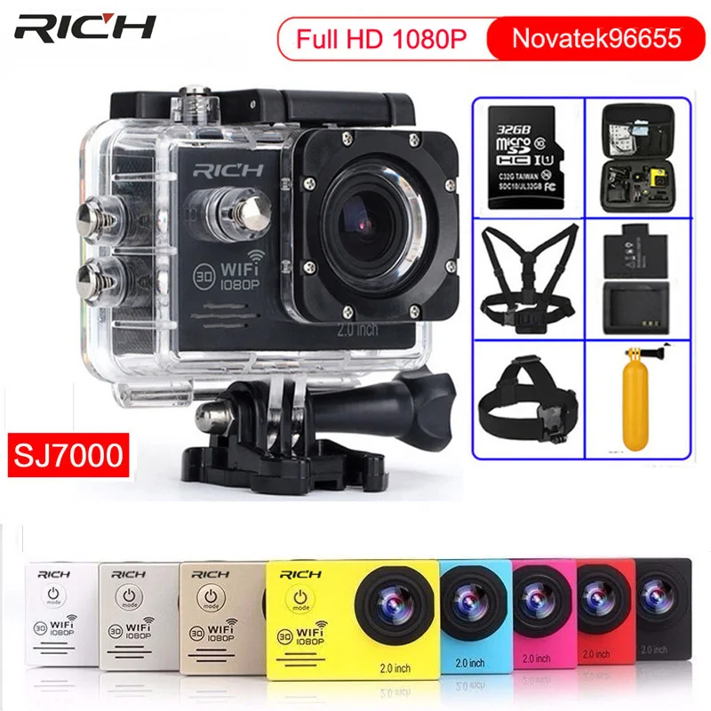Экшн-камера Novatek96655 HD1080P 30FPS WiFi 170D подводный водонепроницаемый шлем видеокамера s