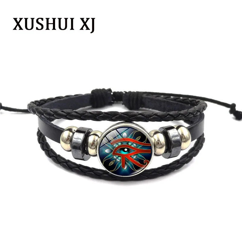 XUSHUI XJ The Eye of Horus Jewelry очаровательные браслеты стеклянный кабошон плетеный браслет