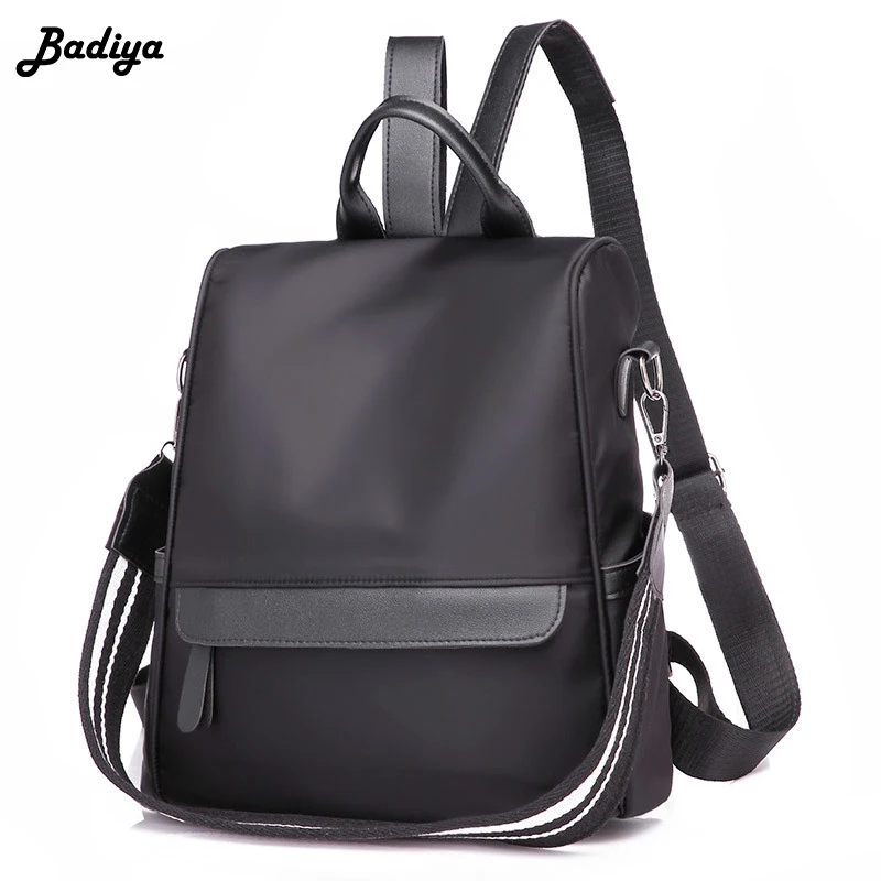 Black Anti thief Hidden Zipper Waterproof Nylon Backpack
