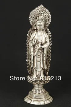 

bi00719 CHINESE COLLECTABLE OLD COPPER HANDWORK CARVED BUDDHA KWAN-YIN ORNAMENT STATUE