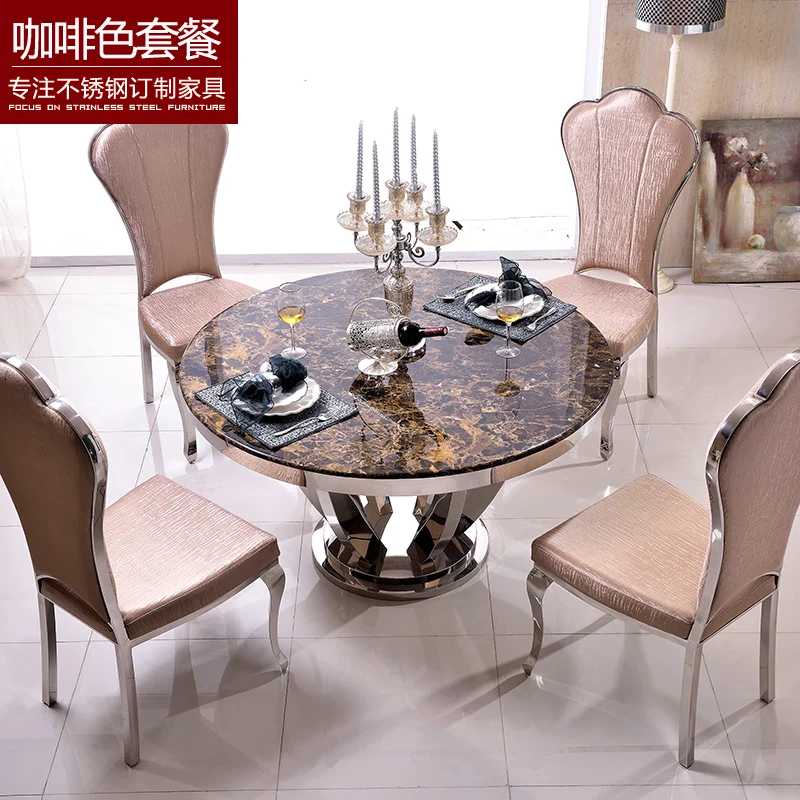 Stainless steel Dining Room Set Home Furniture minimalist modern glass dining table and 4 chairs mesa de jantar muebles comedor