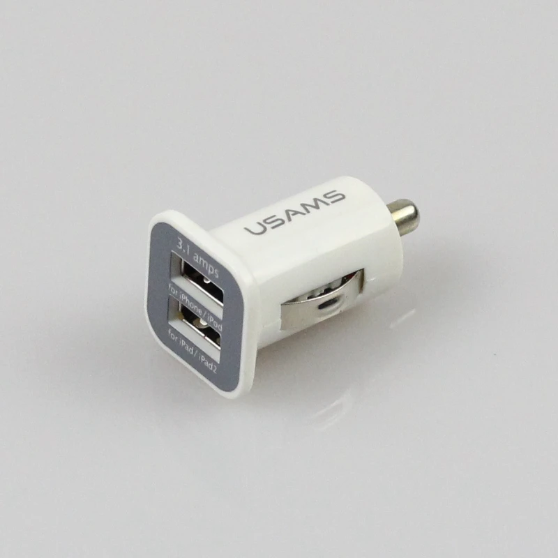DIYKIT высокое качество DC 12-24 V вход мини двойной USB автомобильного прикуривателя Зарядное устройство белый