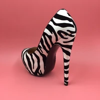 Black and White Zebra Platform Women Pump Shoes Real Image Plus Size