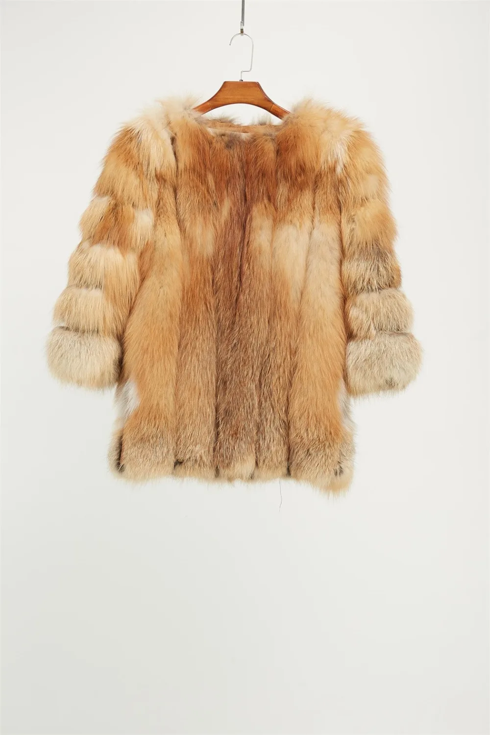 Натуральное пальто из красного лисьего меха, верхняя одежда, Пушистый Зимний теплый натуральный мех, натуральный мех, классический элегантный дропшиппинг размера плюс
