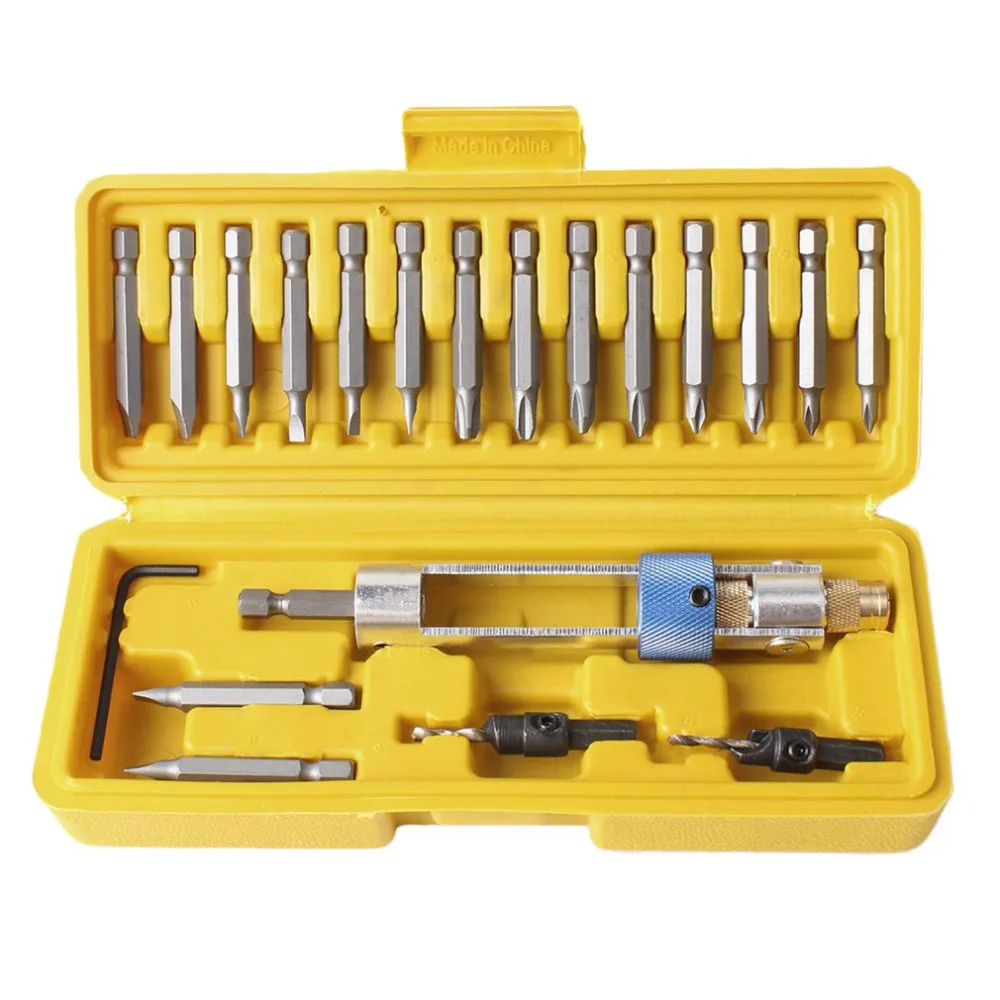 

1 Set Half Time Drill 20 bits High Speed Steel Drill Driver Double Use Hand Screwdriver Head With Case Multi-functional Tools