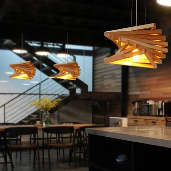 

Vintage American style Triangle Frame loft LED pendant light Oak Wood Retro lamp E27 AC 110/220V Cord Hanging light fixture