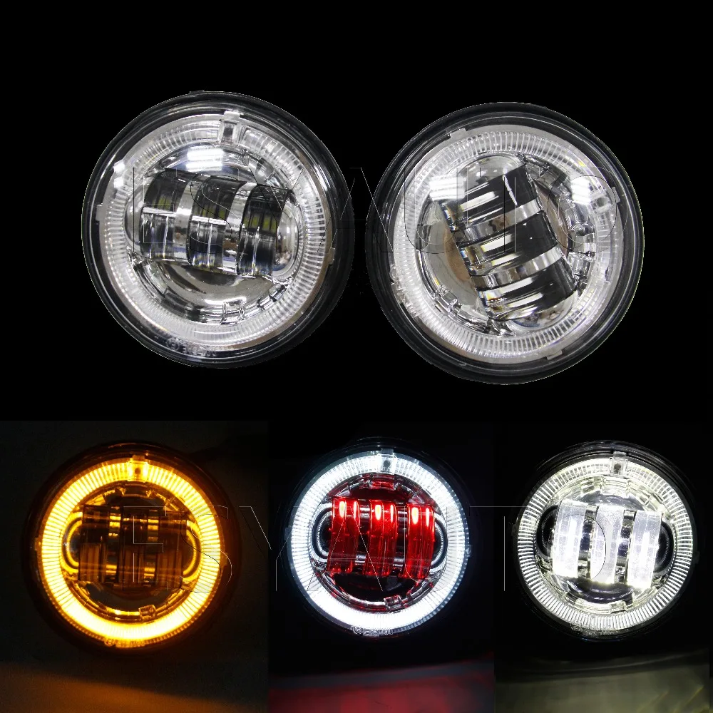 2 PCS 4.5" LED Fog Lights Headlights 30W Front Bumper red demon eye LED