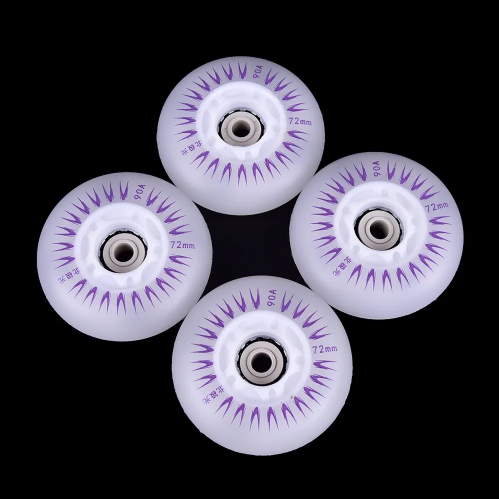 

4 Pcs 90A 72/76mm Flash Skate Wheels PU Freestyle Slalom Inline Roller Skates Rodas Bright Led Skating Wheel Sliding