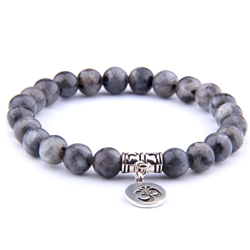 

Natural Stone Beads Yoga Men Bracelet Fashion Round Gem Stone Stretch Ohm Charm Beaded Bracelet for Women Men Jewelry Gifts