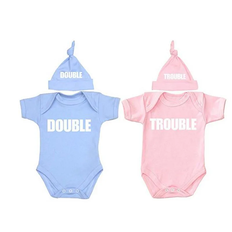 YSCULBUTOL Baby Twins детские подарки двойные и проблемы наряды Твин baby shower Твин Детские боди - Color: Double