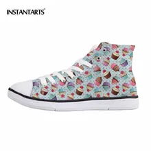 INSTANTARTS/Лидер продаж; уличные кроссовки для девочек; милое Украшение Тортов; парусиновая обувь с принтом кекса для детей; Студенческая обувь с высоким берцем