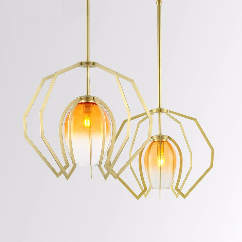 Modern Simple gradient glass pendant lights light led hanglamp loft decor lamps light fixtures hanging lamp Living room bedroom