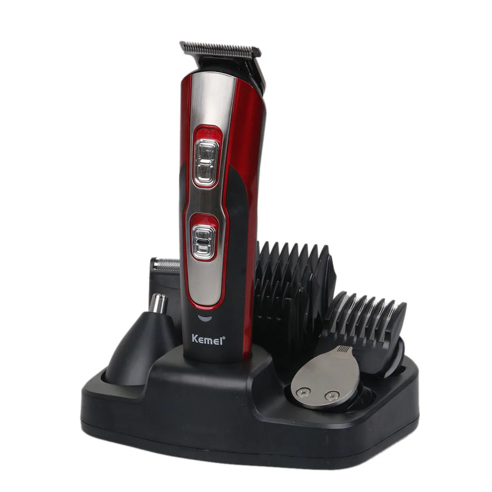 Máquina de Corte Cortador de Cabelo de Precisão Clipe de Cabelo 5 em 1 Kemei Profissional Cabeleireiro Barbeador Recarregável Navalha Barba Nariz Aparador