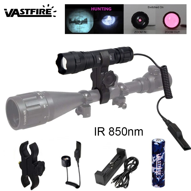 

IR-501b Tactical Weapon Lights Zoomalbe 850nm Infrared Radiation IR Night Vision Hunting Flashlight 18650 Rechargeable Torch