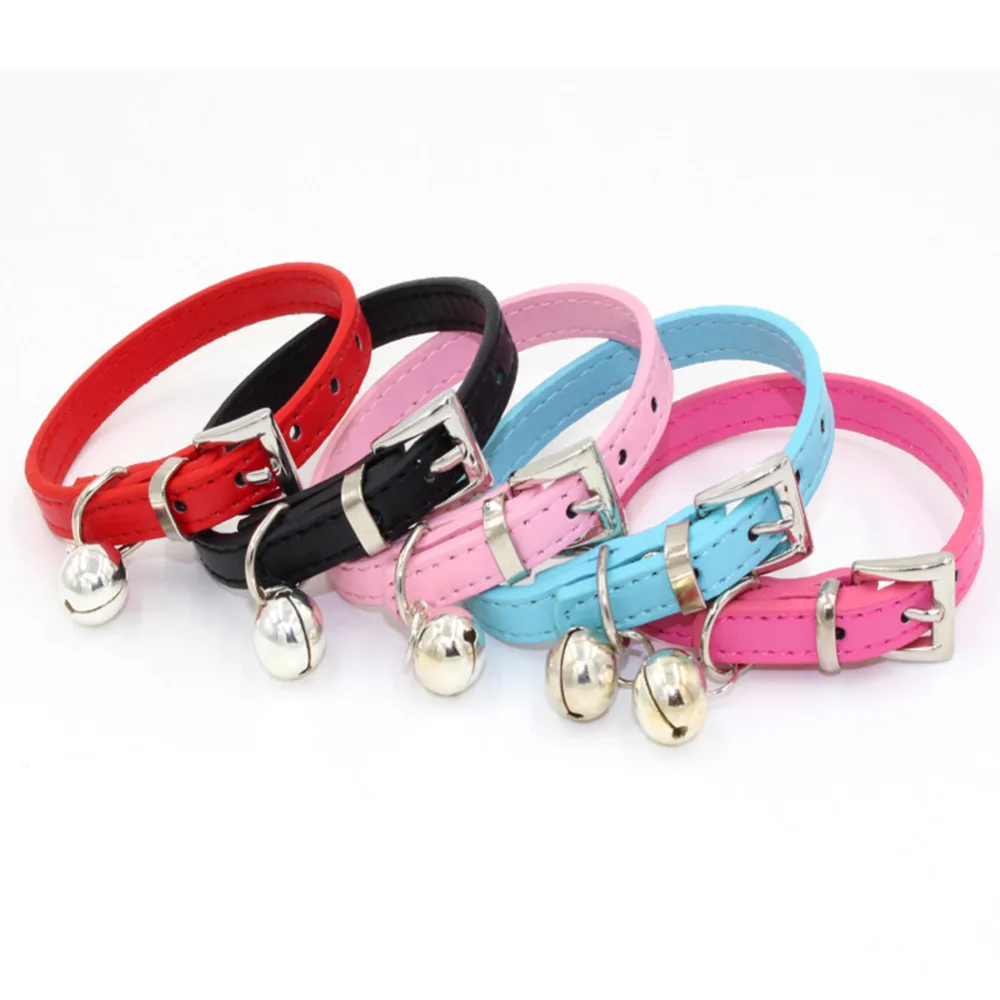 Buy Pet Collars Personalized Exquisite Adjustable Pet Dog PU Collars With Bell