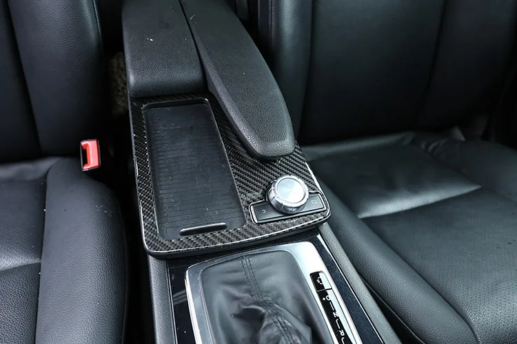 DIYUCAR Carbon Center Console Cup Holder Frame Trim For Benz C class W204 08-14 E Class W212 10-11 E Coupe 10-12 RHD