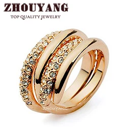 ZHOUYANG высокое качество ZYR069 горячая Распродажа элегантное розовое золото цвет обручальное кольцо с австрийскими кристаллами полный размер