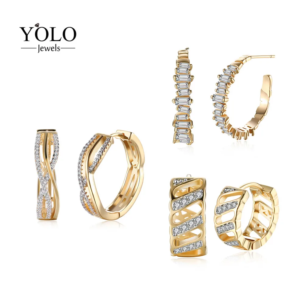 

Cute Bohemia Champagne Gold Color Hoop Earrings for Women with AAA Cubic Zirconia Earring Romantic Earring Suitable for Parties