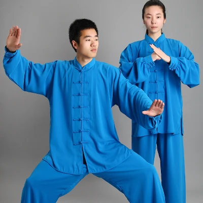 

Chinese Traditional Men Kung Fu Uniform Long Sleeve Cotton with Rayon Wushu Clothing Tai Chi Suit for Exercise Wing Chun Sets 90