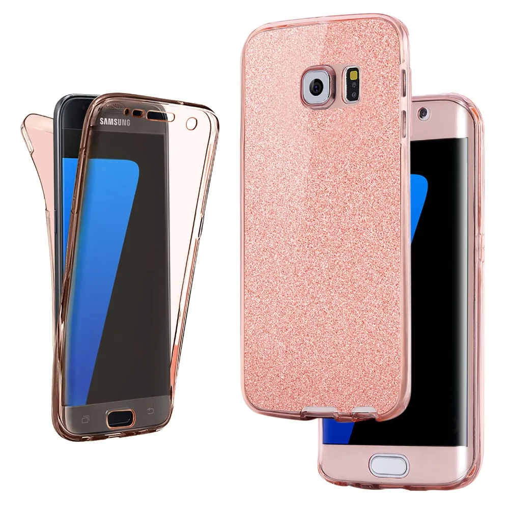

360 Full body Case For Samsung Galaxy S10 Plus S9 S8 S7 Edge Glitter Bling Soft Clear Case J4 J6 J8 A6 A8 Plus 2018 Note 10 Plus