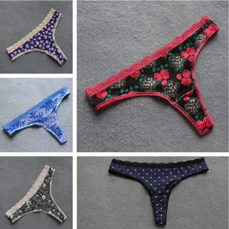 Voplidia Panties Underwear Women Plus Size Sexy Lingerie Thongs and G String Lace Tanga T-back Seamless String G-string PM019
