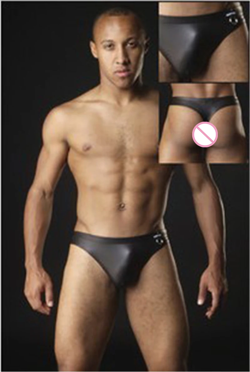 fashion look bagnato biancheria intima degli uomini sexy del cuoio artificiale low rise intimo uomo