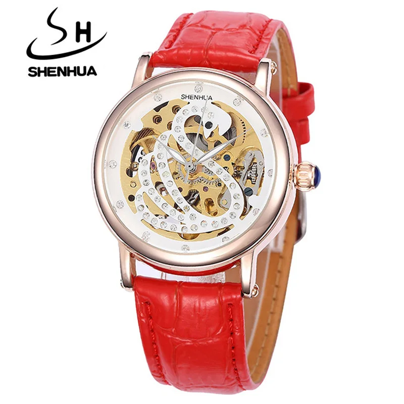

Shenhua Mechanical Watches Women Fashion Rose Gold Automatic Mechanical Skeleton Wrist Watches For Women Casual Ladies Watches