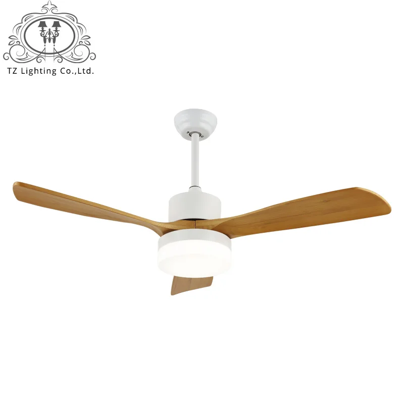 

TZ Modern Wood Ceiling Fan Lights Bedroom dining room living room wood fan Ceiling Light White color Fan Lamp LED Bulbs