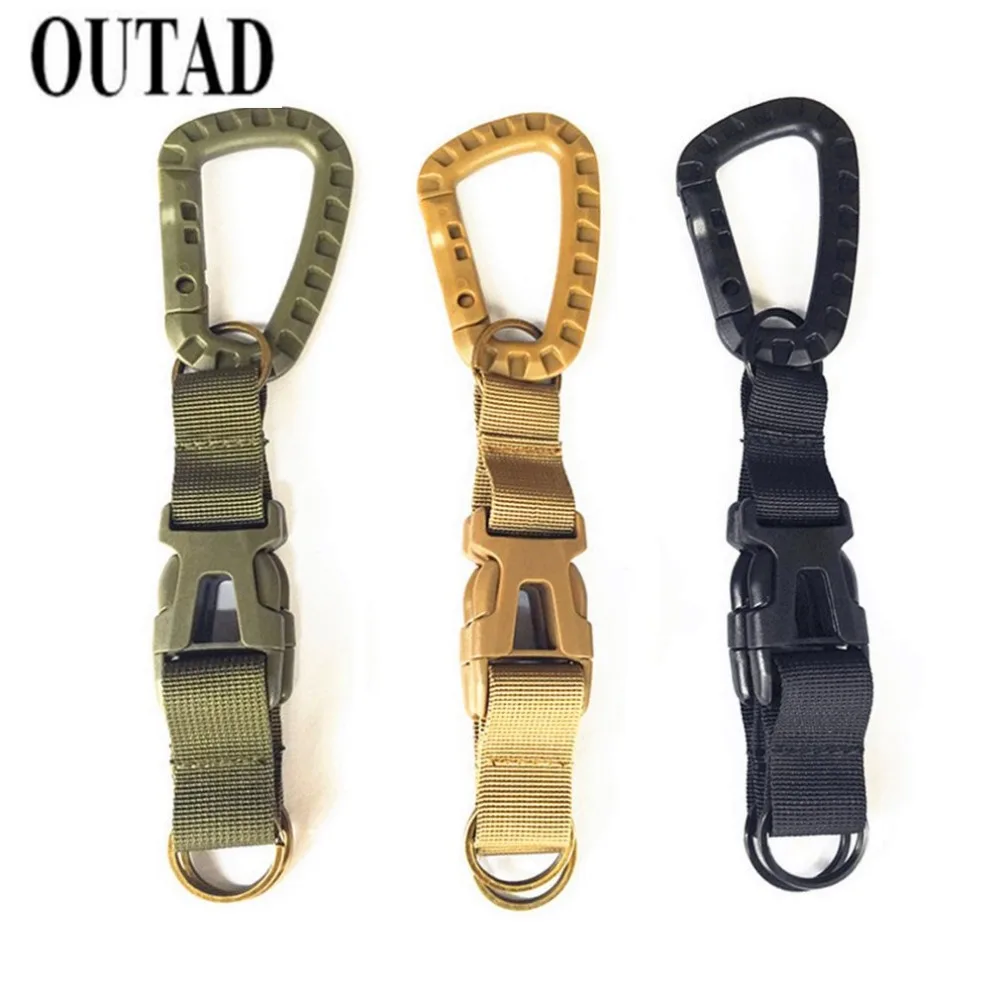 

OUTAD Outdoor Climbing Hunting D Shape Carabiner Key Hook Webbing Buckle Hanging System Belt Keychain Wear Resistant Waist Belt
