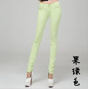 Осень новое поступление яркие разноцветные повседневные брюки женские узкие обтягивающие брюки женские эластичные джинсовые брюки - Цвет: 3