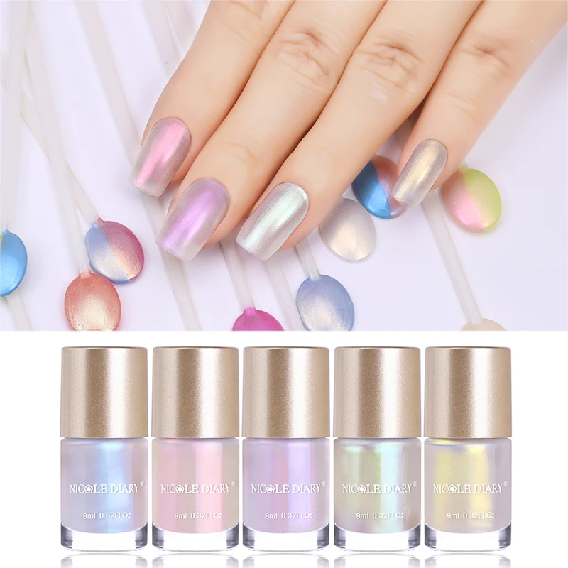 

NICOLE DIARY 9ml Nail Polish Jelly Metallic Thermal Shiny Flakies Sequins Nail Art Varnish