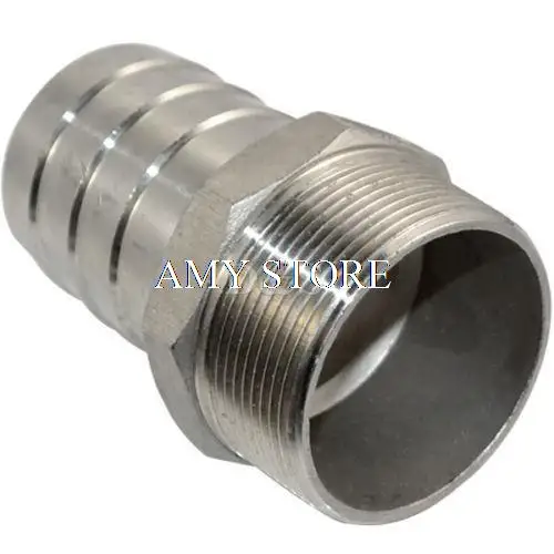 

2" Male Thread Pipe Fitting x 50mm Barb Hose Tail Connector Stainless Steel BSP