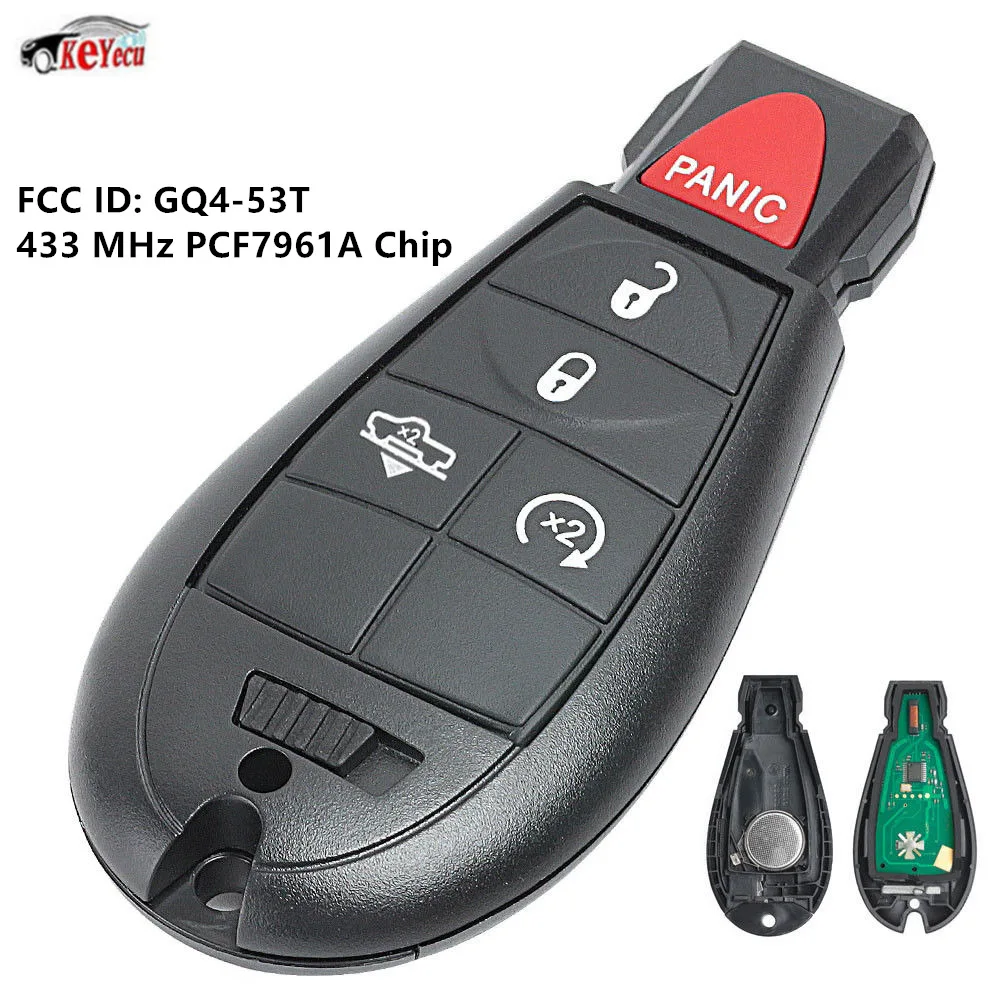 KEYECU новая Замена дистанционного автомобиля брелок 433 МГц PCF7961A чип для ram транспортных средств, которые используют 5 кнопок Fobik GQ4-53T