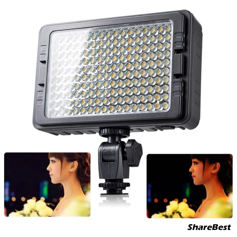 

160 LED Led Video Camera Light Bi-color Temperature Adjustable 3200K 5500K Photography DSLR Photo Light for Canon Nikon