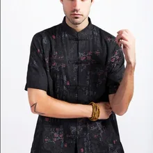 Новая модная летняя черный традиции китайских Для мужчин хлопок лен кунг-фу Рубашка с карманом M, L, XL, XXL XXXL M23-1